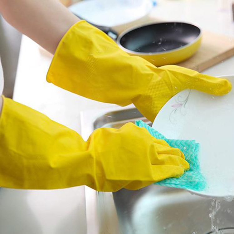橡膠洗碗手套 乳膠清潔手套洗衣服膠皮塑膠做家務手套批發