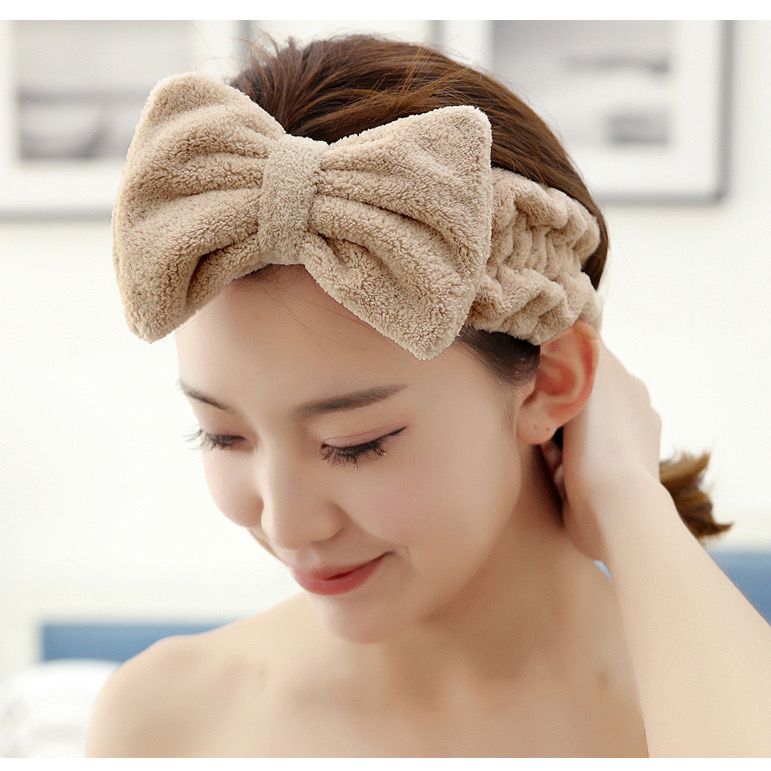 韓式洗脸发带束发带批发女新款蝴蝶结发饰洗脸用可爱珊瑚绒纯色发