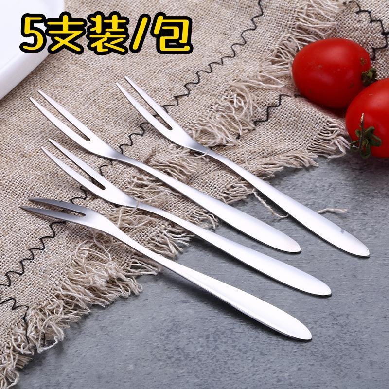 不鏽鋼水果叉家用月餅蛋糕二齒水果簽揭陽點心水果叉子批發